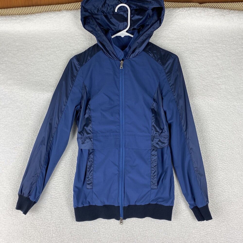 Anatomie Jacket Womens Sz‎ XS Blue Hooded Travel Windbreaker Pockets Vented